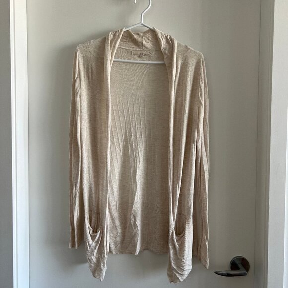 2/$20🛍PLENTY Monk & Lou Lightweight Beige Open Cardigan Sweater with Pockets - Picture 1 of 13